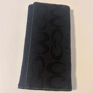 Y2K Vintage Guess Trifold G Logo Canvas Pocketbook Wallet Card Slots Black